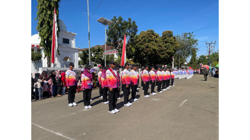 BKPSDM Pangkep Semarakkan HUT ke-80 RI dengan Lomba Gerak Jalan Tingkat OPD
